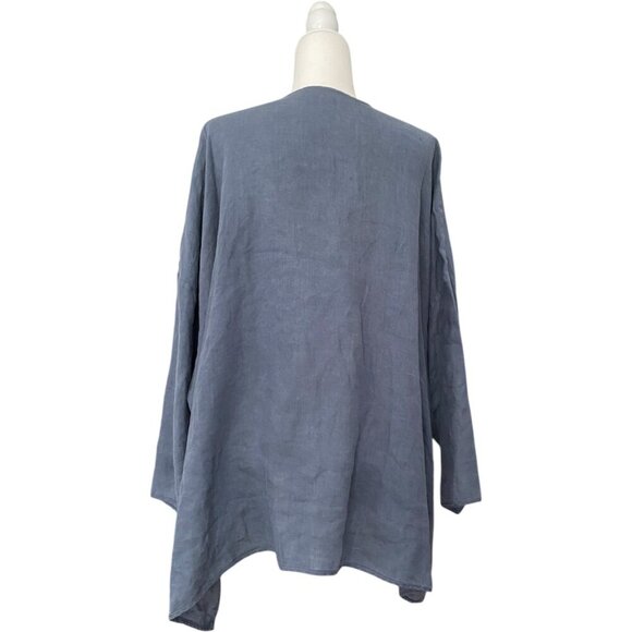 Eskandar | Linen Lagenlook 100% Linen Button Up Pullover Size 1 - Picture 6 of 9